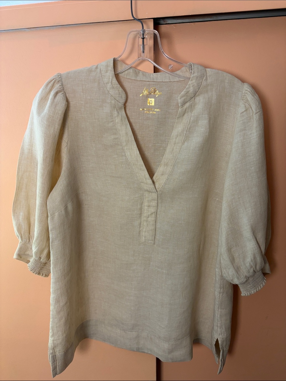Lilly Pulitzer Tan Linen Split-Neck Tunic